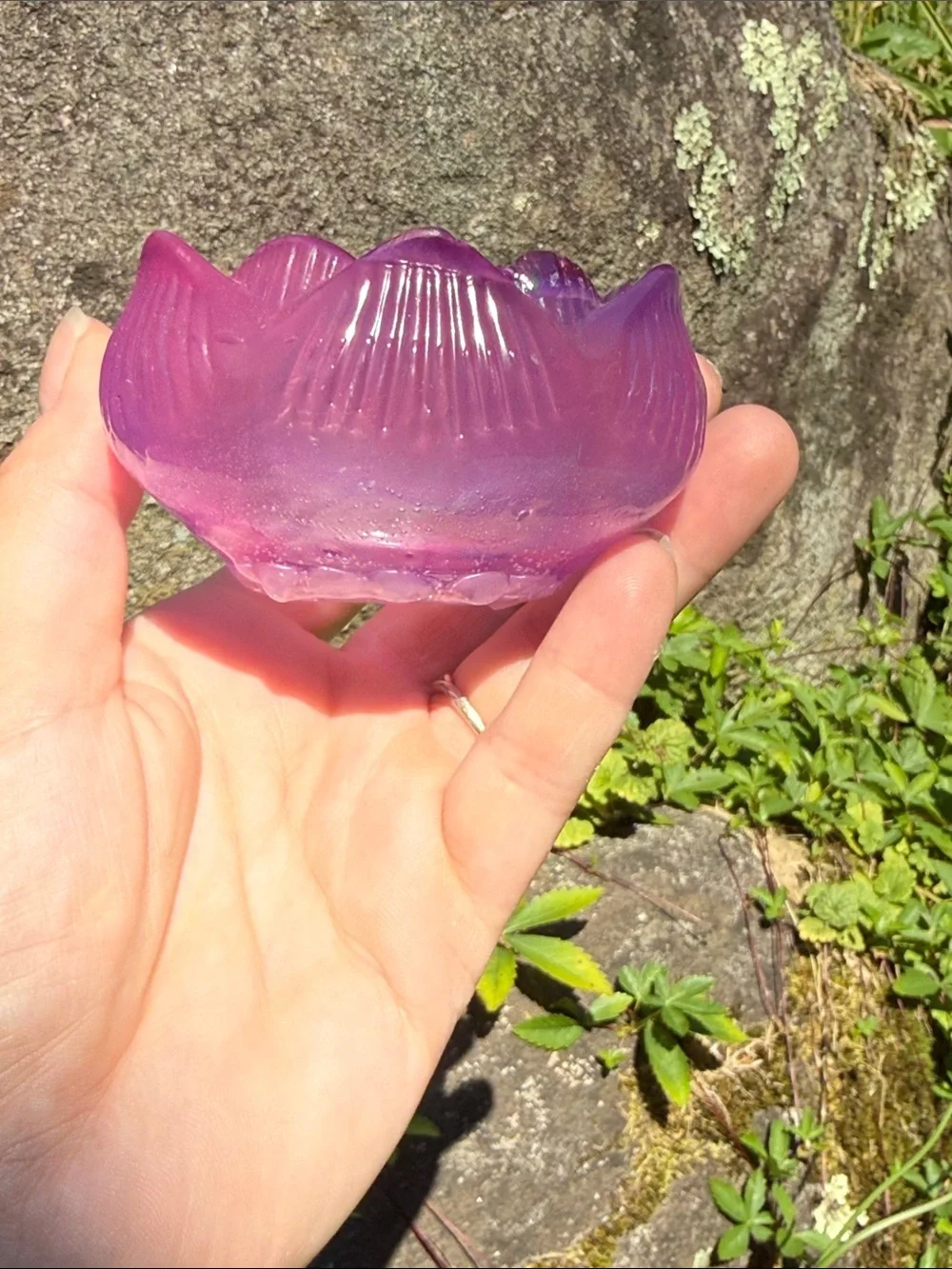 Pink Lotus-Shaped resin candle holder